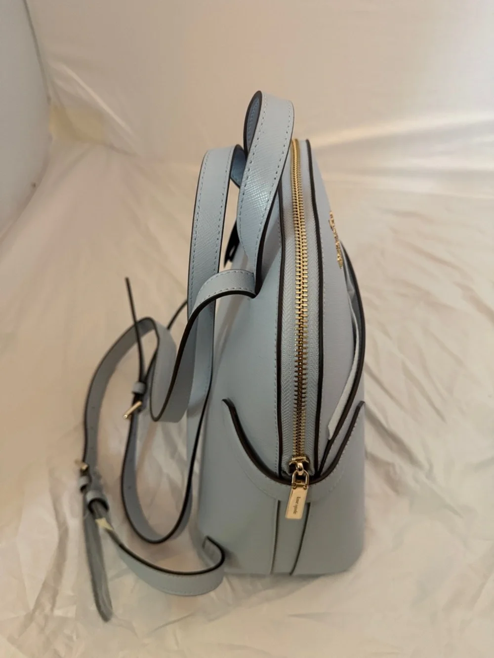 kate spade Light Blue Saffiano Leather Backpack with Gold Hardware